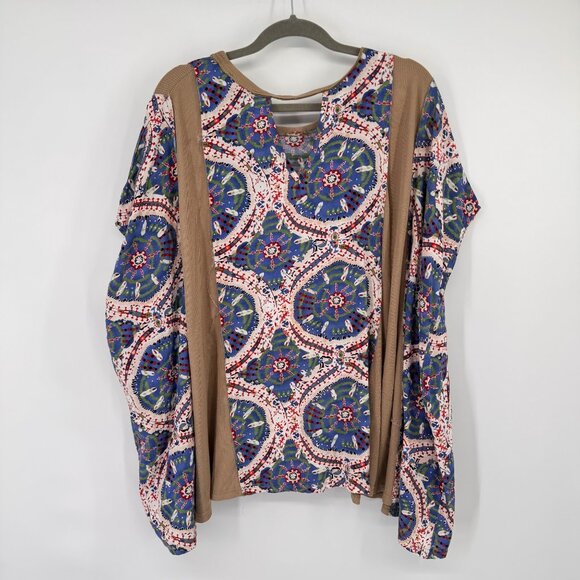 GiGiO Womens  Multicolor Bohemian Print poncho Top tunic size medium new - Picture 10 of 16